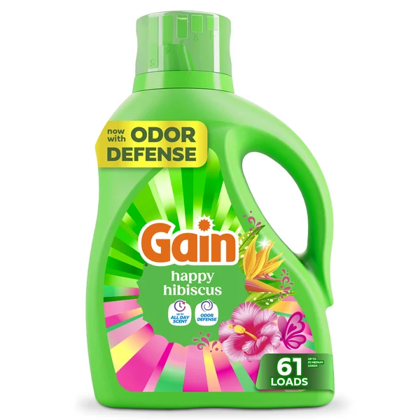 Gain Liquid Laundry Detergent with Odor Defense + All Day Freshness, Happy Hibiscus Scent