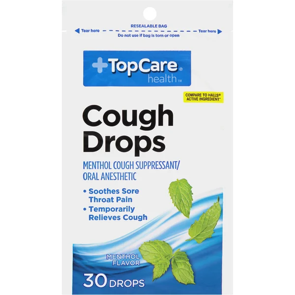 TopCare Menthol Cough Suppressant/Oral Anesthetic Cough Drops