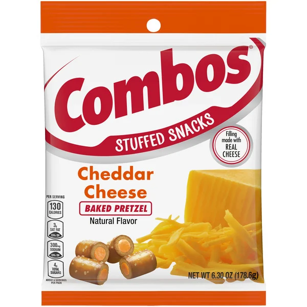COMBOS Stuffed Snacks Cheddar Cheese Baked Pretzel Snacks