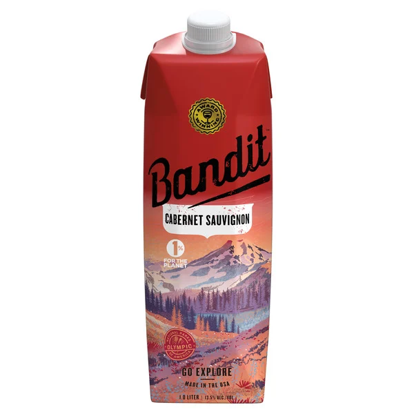 Bandit Cabernet Sauvignon California Red Wine, 1 L Tetra Pak Box Wine, 13.7% ABV