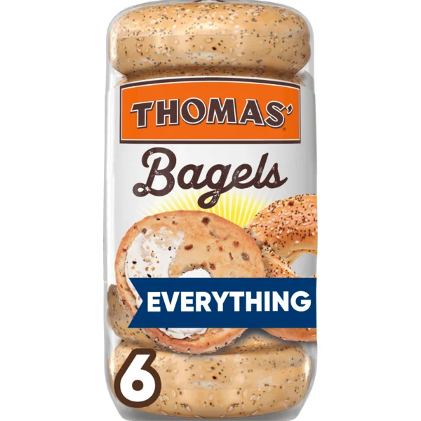 Thomas’ 6 ct, Everything, Bagels, 10g Protein, Kosher, 20 oz
