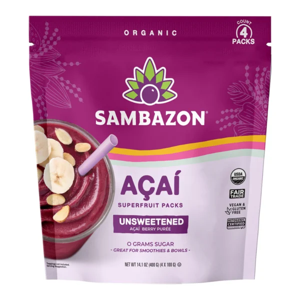 Sambazon Unsweetened Frozen Açaí Superfruit Packs