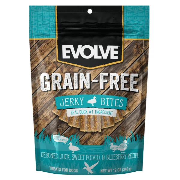 EVOLVE Grain Free Duck, Sweet Potato & Blueberry Jerky Bites for Dogs