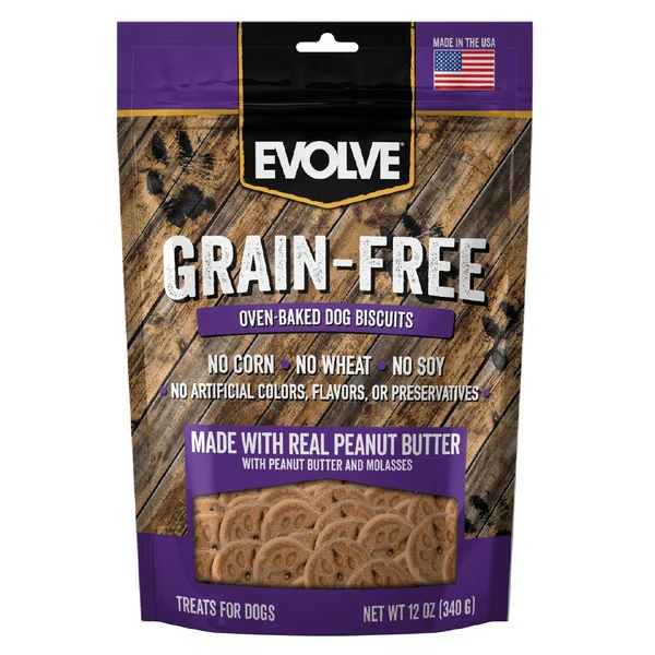 EVOLVE Grain Free Oven Baked Peanut Butter Dog Biscuits