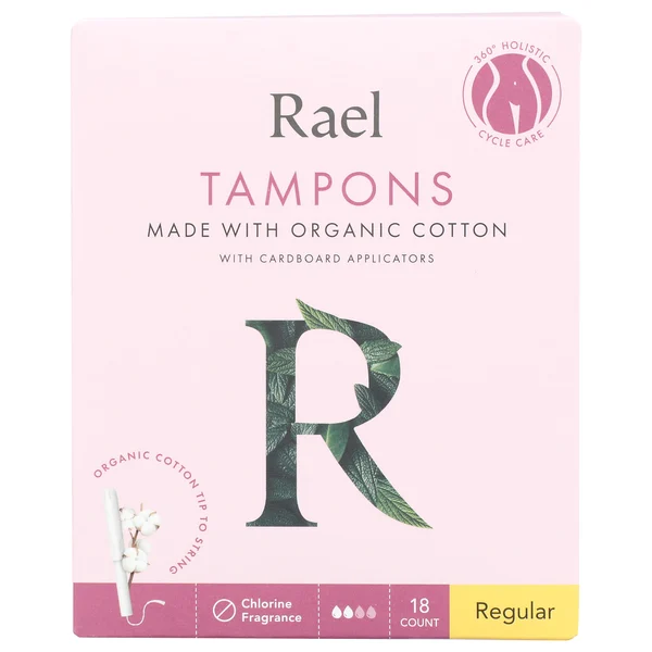 Rael Organic Cotton Tampons With Cardboard Applicators - Regular
