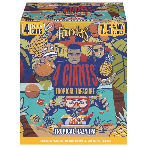 Founders Brewing Beer, 4 Giants Tropical Treasure, Tropical Hazy IPA
