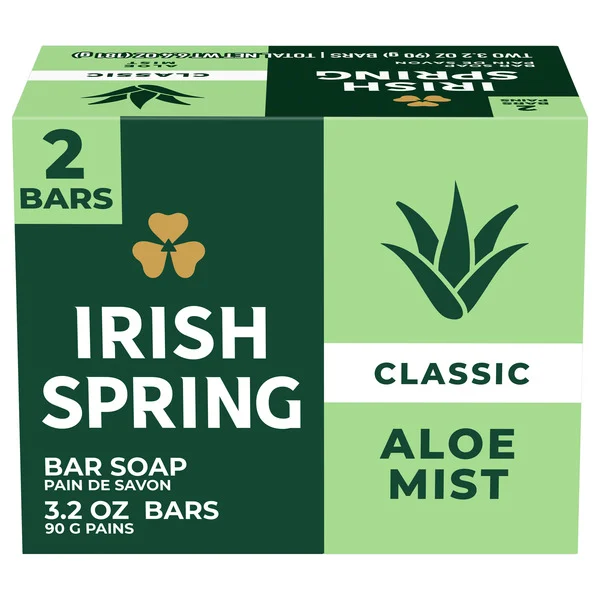Irish Spring Deodorant Bar Soap For Men, Aloe Mist