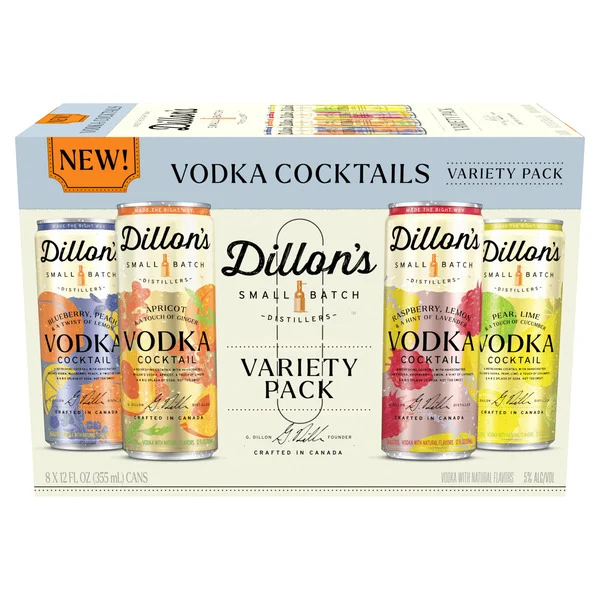 Dillon's Vodka Cocktail Variety, 8 Pack, 12 fl oz Cans, 5% ABV