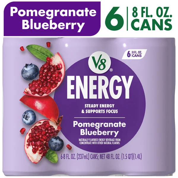V8 Energy V Fusion + Energy Pomegranate Blueberry Vegetable & Fruit Juice