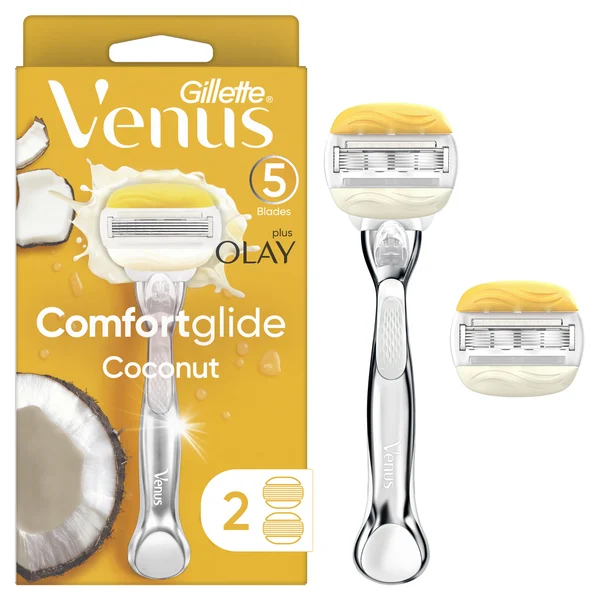 Venus Gillette Comfortglide plus Olay Coconut Women's Razor Handle + Blade Refills