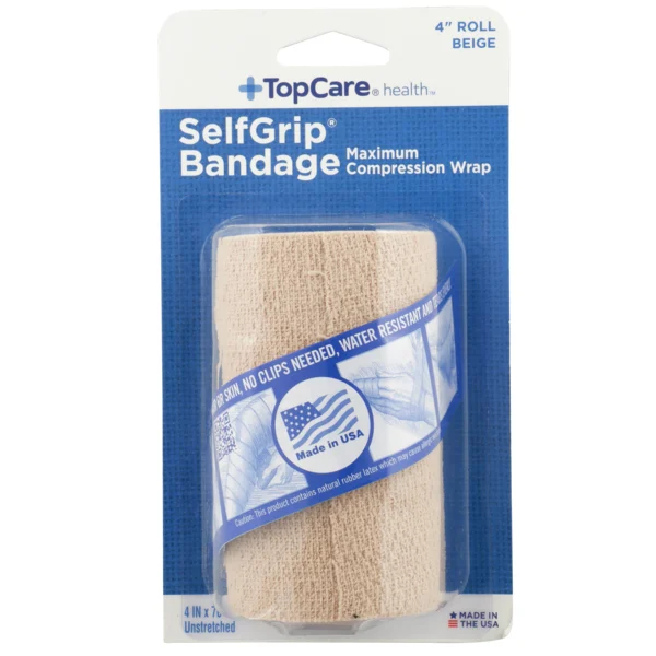 TopCare Selfgrip, Maximum Compression Wrap Bandage 4" Roll, Beige
