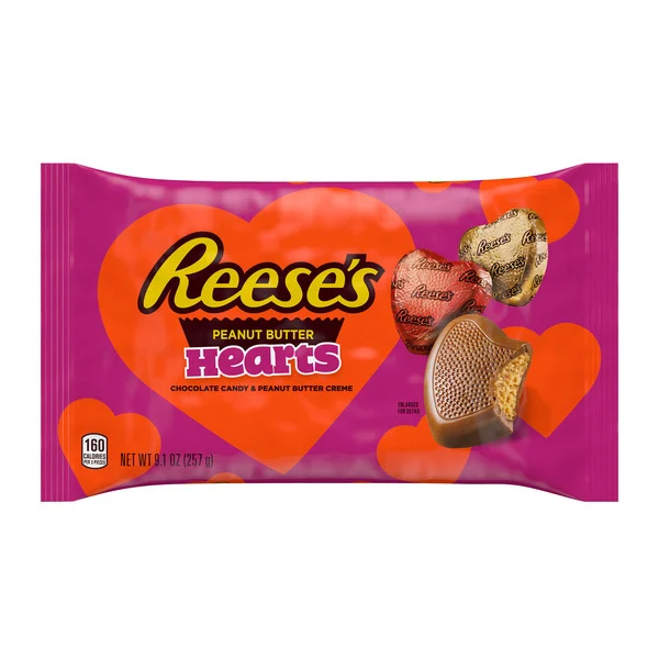 Reese's Chocolate Peanut Butter Creme Hearts, Valentine's Candy Bag, 9.1 oz