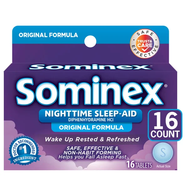 Sominex Nighttime Sleep-Aid with Diphenhydramine HCl 25 mg, Original Formula