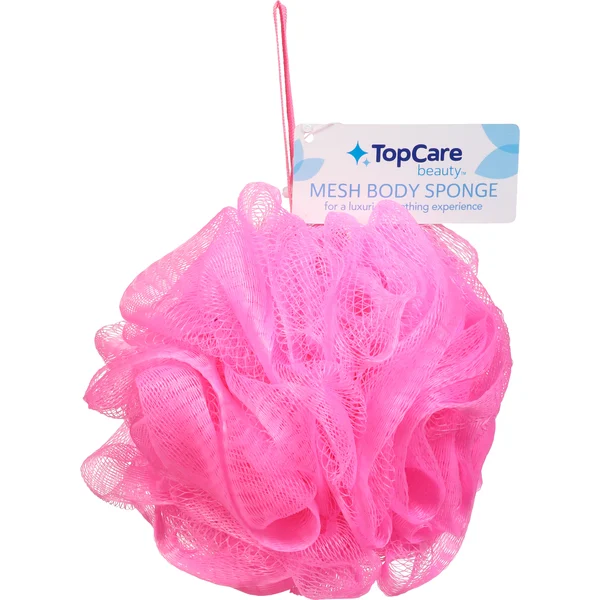 TopCare Mesh Body Sponge, Bright Pink