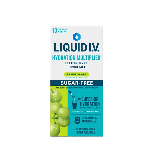 Liquid I.V. Electrolyte Drink Mix, Sugar-Free, Green Grape