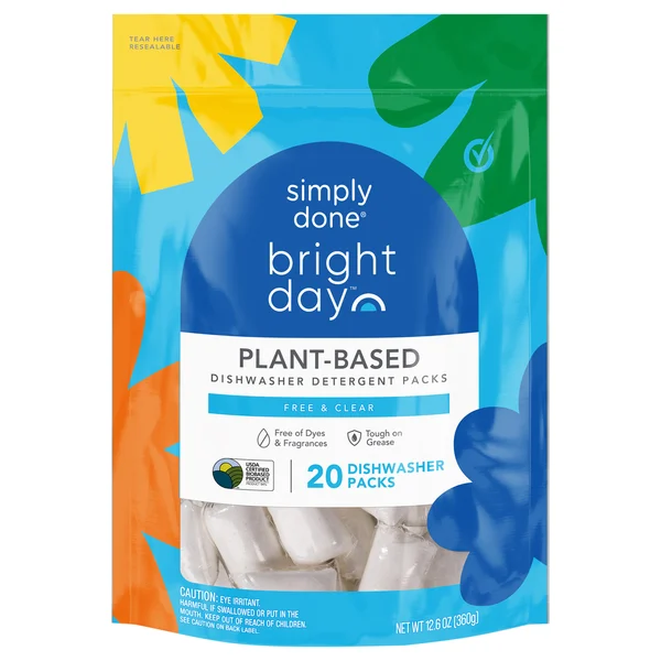 Simply Done Dishwasher Detergent Packs, Plant-Based, Free & Clear