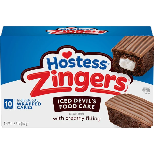 Hostess Zingers Snack Cakes, Artificially Flavored Iced Devil’s Food Cake