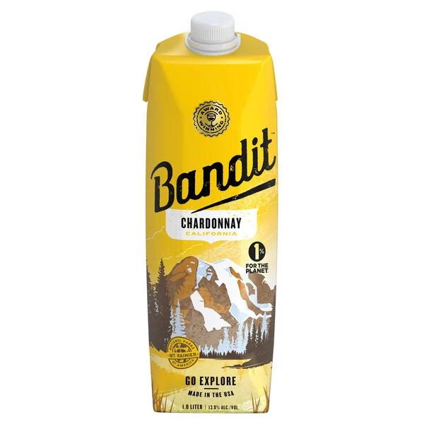 Bandit Chardonnay California White Wine, 1 L Tetra Pak Box Wine, 13% ABV