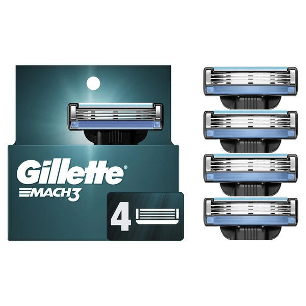 Gillette Mach3 Razor Refills for Men, 4 Razor Blade Refills