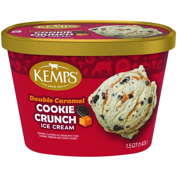 Kemps Double Caramel, Cookie Crunch Ice Cream