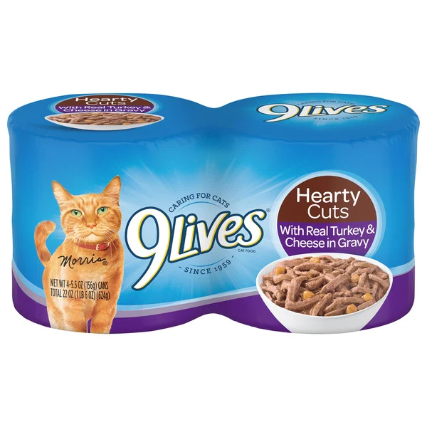 9Lives Hearty Cuts with Real Turkey and Cheese in Gravy Wet Cat Food