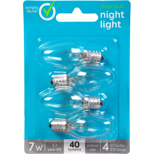 Simply Done Light Bulb, Night Light, Clear Bulb, 7 Watts