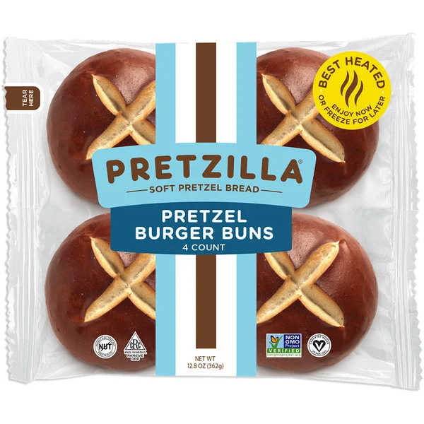 Pretzilla GMO-Free Soft Pretzel Burger Buns
