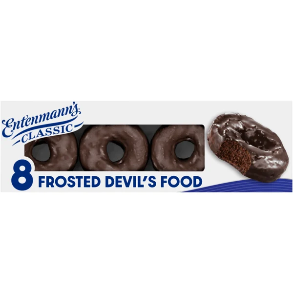 Entenmann's 8 ct, Frosted Devil's Food, Donuts, 17.5 oz