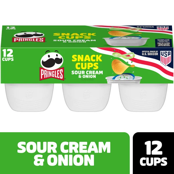 Pringles Snack Cups Sour Cream and Onion Potato Crisps, Lunch Snacks