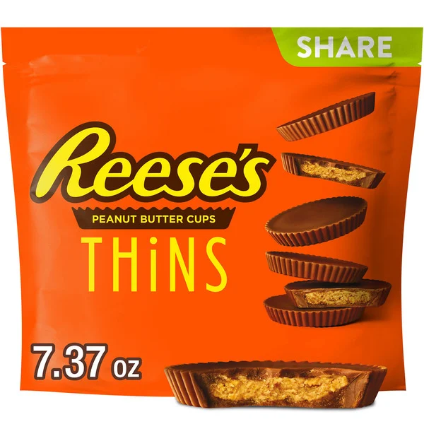 Reese's THiNS Chocolate Peanut Butter Cups, Candy Share Pack, 7.37 oz