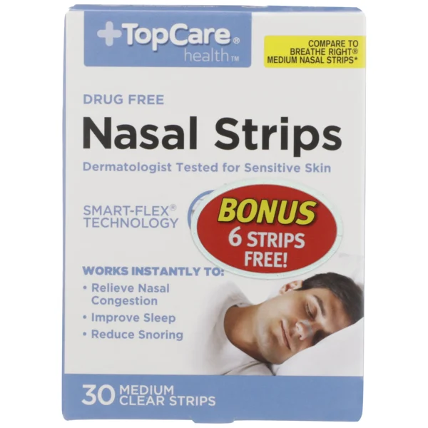 TopCare Medium Nasal Strips, Clear