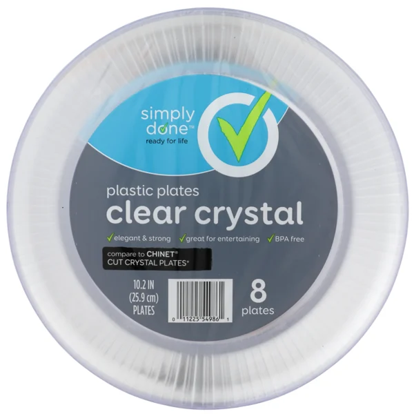Simply Done Plastic Plates, Clear Crystal