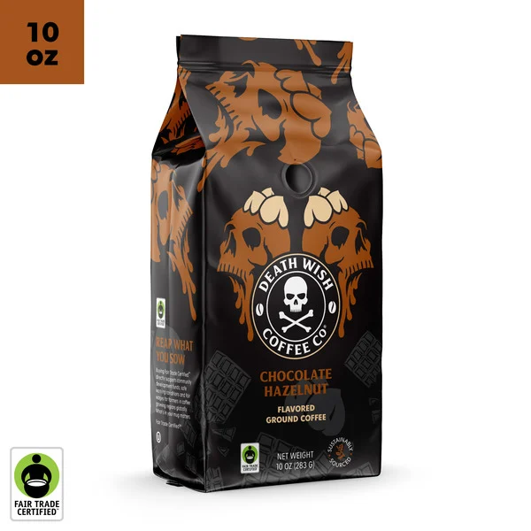 Death Wish Coffee Fair Trade, Chocolate Hazelnut Flavored Ground Coffee