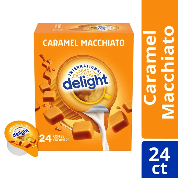 International Delight Coffee Creamer Singles, Caramel Macchiato, Shelf Stable Flavored Pre-Portioned Creamers, 0.44 fl oz (24 Count)
