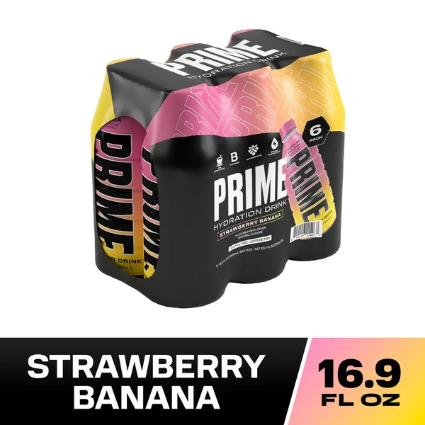 PRIME Hydration - US - Strawberry Banana 16.9fl oz 6pk Registered Film