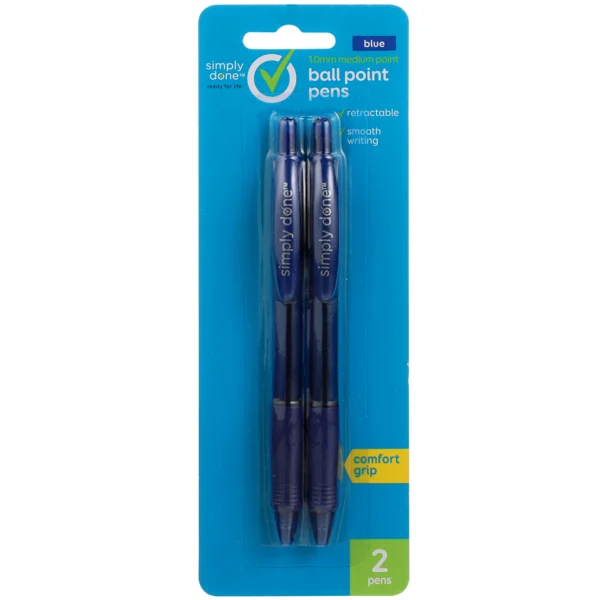 Simply Done 1.0Mm Medium Point Ball Point Pens, Blue