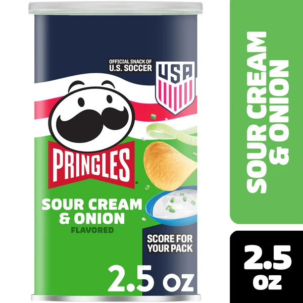 Pringles Sour Cream and Onion Potato Crisps, Lunch Snacks, Grab N' Go, 2.5 oz
