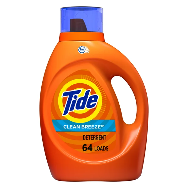 Tide Liquid Laundry Detergent, Clean Breeze, 64 loads, HE Compatible