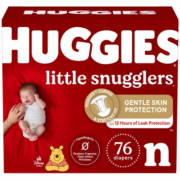 Huggies Little Snugglers Baby Diapers, Size Newborn (up to 10 lbs)