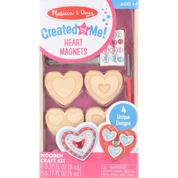 Melissa & Doug Wooden Craft Kit, Heart Magnets, Ages 4+