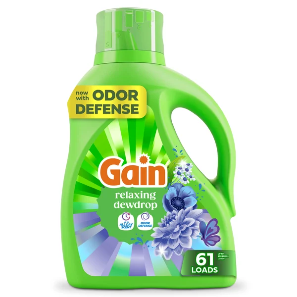 Gain Liquid Laundry Detergent, Now with Odor Defense, Relaxing Dewdrop Scent