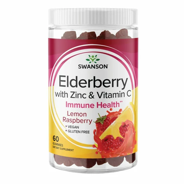 Swanson Vitamins Elderberry Gummies with Zinc & Vitamin C Lemon Raspberry