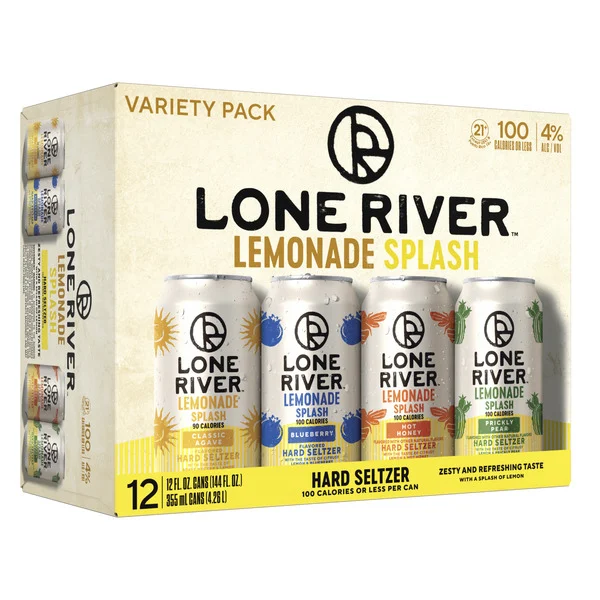 Lone River Lemonade Splash Hard Seltzer Variety, 12 pack Cans, 12 fl oz, 4% ABV