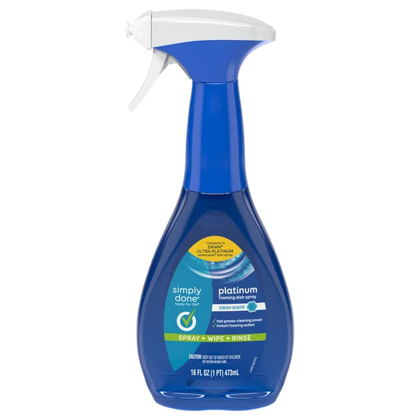 Simply Done Dish Spray, Foaming, Clean Scent, Platinum