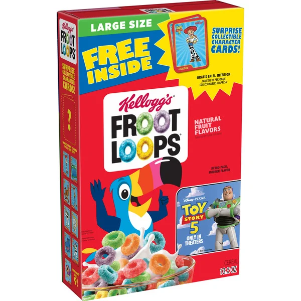 Kellogg's Froot Loops Breakfast CerealGood Source of Fiber15g Whole GrainsLarge Size13.2 oz
