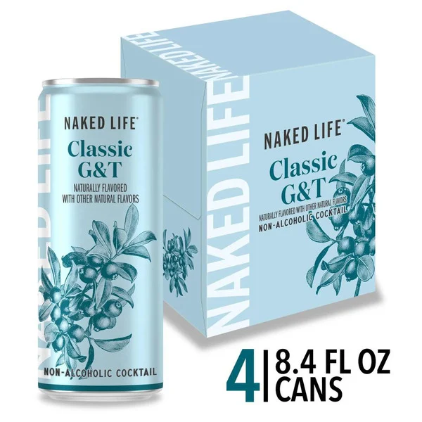 Naked Life Classic G&T Non-Alcoholic Drinks 4 pack, 8.4 fl oz cans
