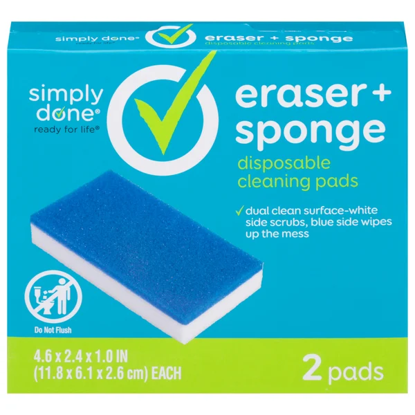 Simply Done Cleaning Pads, Disposable, Eraser + Sponge