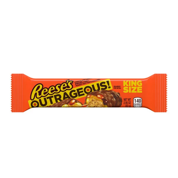 Reese's OUTRAGEOUS! Peanut Butter, Caramel and REESE'S PIECES King Size, Candy Bar, 2.95 oz