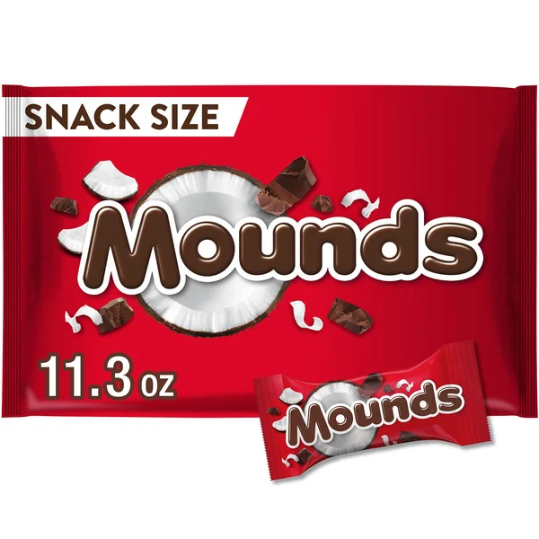 MOUNDS Coconut and Dark Chocolatey Snack Size, Candy Bag, 11.3 oz