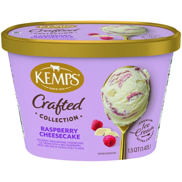 Kemps Simply Crafted, White Chocolate Raspberry, Premium Ice Cream